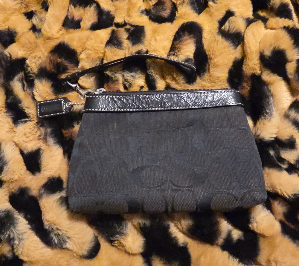 Coach Black Signature Wristlet Clutch